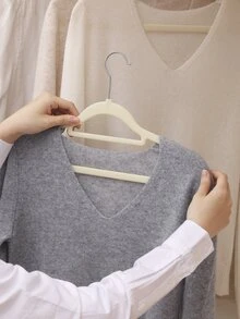 10pcs Solid Color Clothes Hanger - Beige - View 6