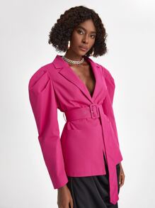 UnHuitMars 西裝領羊腿袖腰帶西裝外套