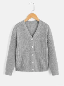 Boys Drop Shoulder Cardigan - Grey - View 1