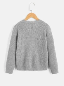 Boys Drop Shoulder Cardigan - Grey - View 2
