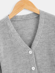 Boys Drop Shoulder Cardigan - Grey - View 3