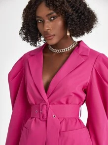 UnHuitMars 西裝領羊腿袖腰帶西裝外套