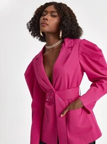 UnHuitMars 西裝領羊腿袖腰帶西裝外套