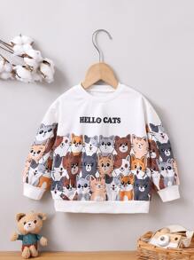 小男童貓和字母圖案套頭衫 - 彩色 - 查看 1