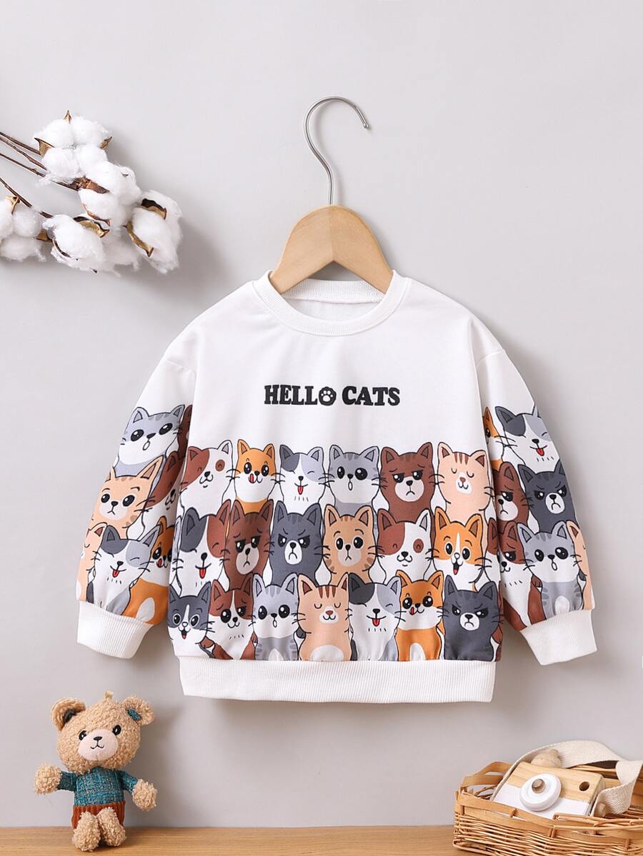 小男童貓和字母圖案套頭衫 - 彩色 - 查看 1