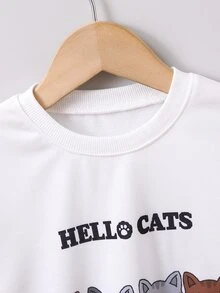 小男童貓和字母圖案套頭衫 - 彩色 - 查看 3