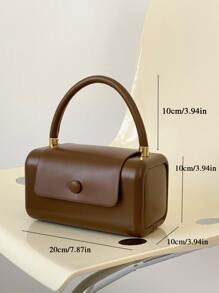 Modny , Minimalistyczny , Codzienny , Mini Brąz Boston Bag Nabita dekoracja Top Handle Do biura Dla dziewczyny , Nastolatki - Brązowy - Zobacz 4