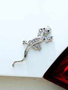 1pc 3D Gecko Design Car Sticker - Silver - View 4