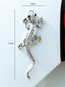 1pc 3D Gecko Design Car Sticker - Silver - View 5