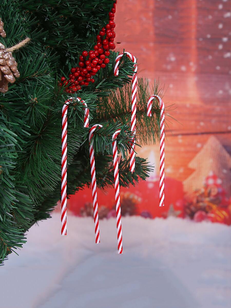 5入組聖誕拐杖設計裝飾工藝 - 紅白色 - 查看 1