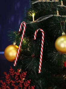 5入組聖誕拐杖設計裝飾工藝 - 紅白色 - 查看 3