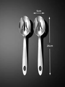 2 piezas Cuchara con abertura de acero inoxidable - Plateado - Ver 4