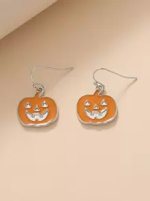 Halloween Pumpkin Decor Drop Earrings - Orange - View 1
