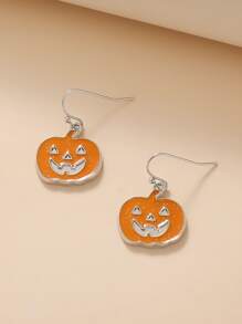 Halloween Pumpkin Decor Drop Earrings - Orange - View 2