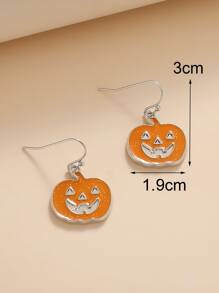 Halloween Pumpkin Decor Drop Earrings - Orange - View 5