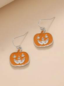 Halloween Pumpkin Decor Drop Earrings - Orange - View 7