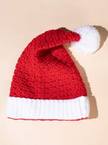 1pc Baby Plush Ball Decor Hat - Red - View 3