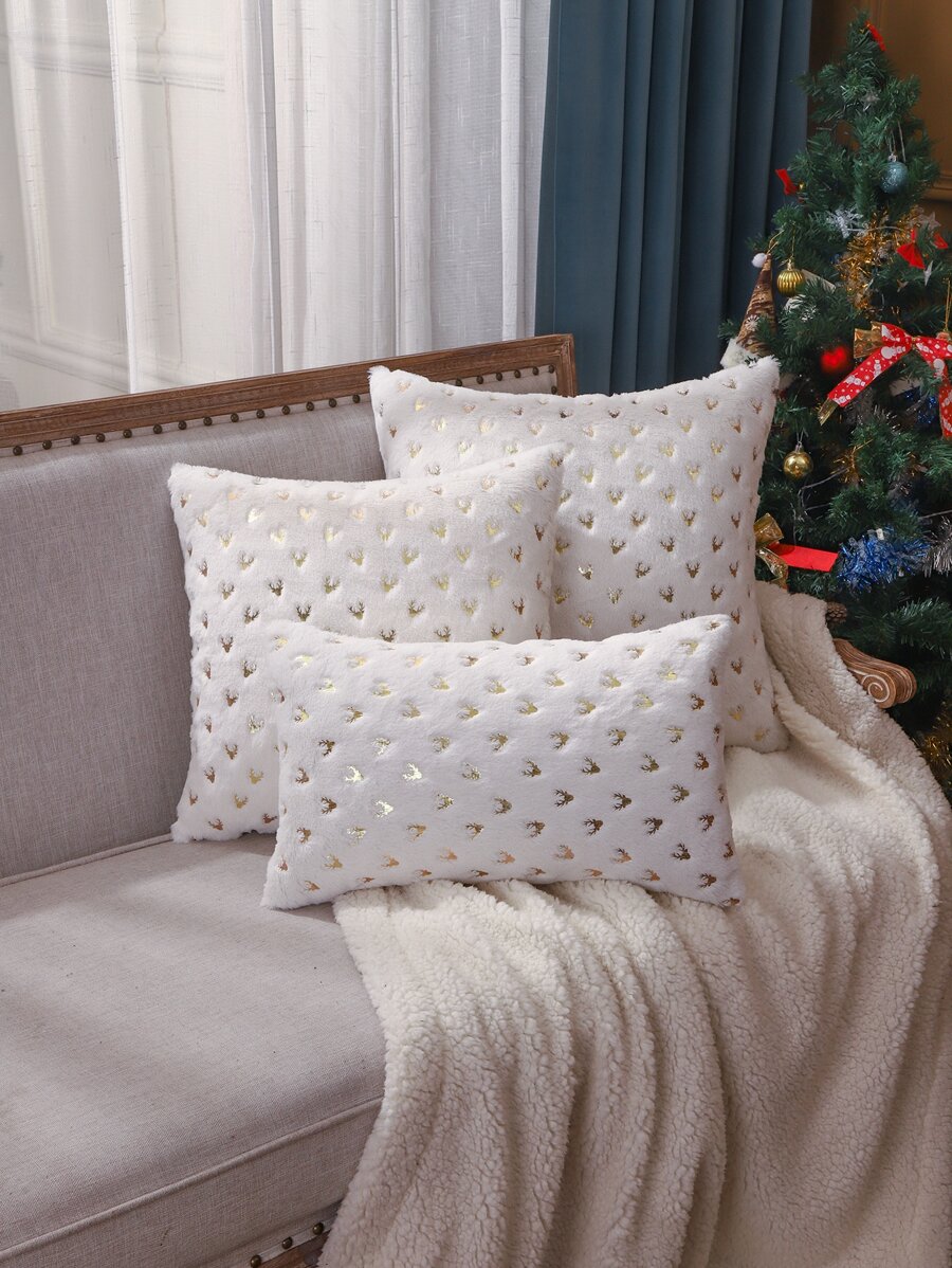 1pc Metallic Deer Print Cushion Cover Without Filler - Multicolor - View 1