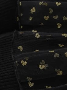 SHEIN 少女星星網格超薄2合1褲 - 黑色 - 查看 3