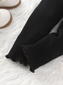 SHEIN 少女星星網格超薄2合1褲 - 黑色 - 查看 4