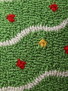 Miater 1pc Canvas Gingerbread Man & Christmas Tree Embroidered Pillowcase - Multicolor - View 3