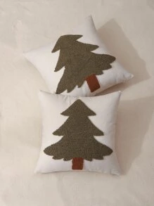 1 pieza Funda de cojín sin relleno árbol de Navidad con bordado - Multicolor - Ver 5
