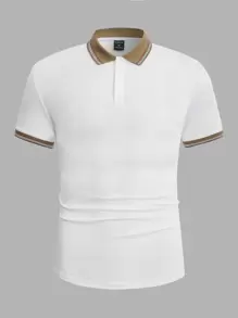 Manfinity VCAY Men Striped Trim Polo Shirt - White - View 1