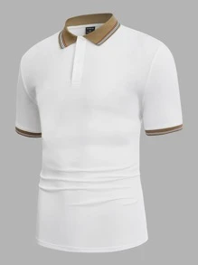 Manfinity VCAY Men Striped Trim Polo Shirt - White - View 3