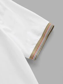 Manfinity VCAY Men Striped Trim Polo Shirt - White - View 5