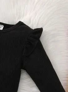 Young Girl Ruffle Trim Tee & Bow Front Corduroy Skirt