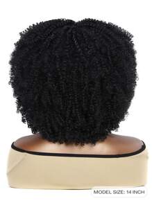 自然短卷人造假髮 - 黑色 - 查看 5