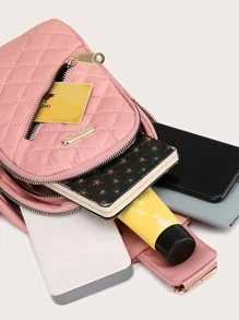 新款女士單肩斜挎包，休閒皮革多口袋單肩背包，復古腰包適用於戶外旅遊通勤防水日常使用手提包，可調節寬帶臀包 - 粉色 - 查看 5