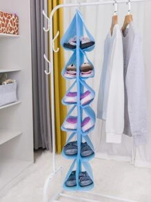 1pc Multi-layer Shoe Hanging Storage Bag, Shoes Organizer, Shoe Wall Hanging Organizer - Blue - View 1