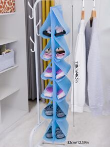 1pc Multi-layer Shoe Hanging Storage Bag, Shoes Organizer, Shoe Wall Hanging Organizer - Blue - View 5