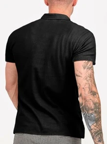 Manfinity Men Quarter Zip Polo Shirt - Black - View 2