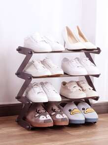 1pc Simple Shoe Rack Assembly Z-Type Household Dormitory - Coffee Brown - View 1