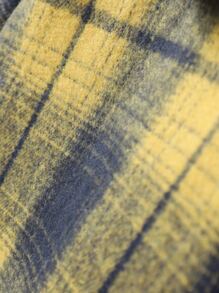 Boys Plaid Patched Pocket Hooded Shirt Without Tee - Yellow - View 3