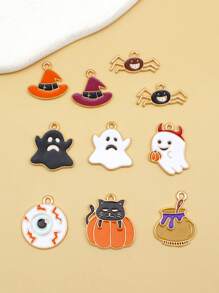 10pcs Halloween Hat & Ghost DIY Pendant - Multicolor - View 1
