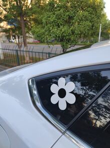 1入組花朵圖案汽車貼紙 - 白色 - 查看 2