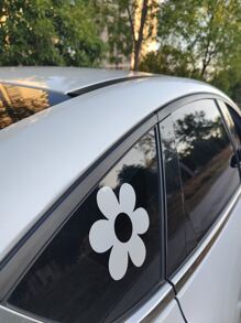 1入組花朵圖案汽車貼紙 - 白色 - 查看 4
