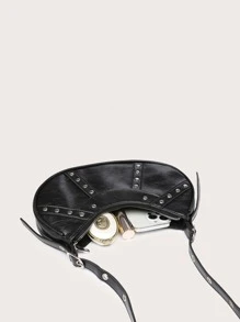 Bolso hobo ligero, informal, con tachuelas y decoración para adolescentes, niñas, mujeres, estudiantes universitarios, novatos y trabajadores de cuello blanco, perfecto para la oficina, la universidad, el trabajo, los negocios, los viajes diarios, al aire libre, los viajes, las excursiones - Negro - Ver 6