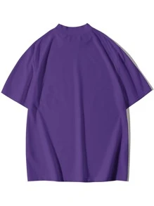 Manfinity Roghcode Men Letter Embroidered Mock Neck Tee - Purple - View 2