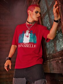 ROMWE MEN WB Horror | ROMWE Guys Figure Graphic Tee - Red - View 1