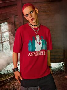 ROMWE MEN WB Horror | ROMWE Guys Figure Graphic Tee - Red - View 2