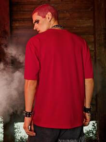 ROMWE MEN WB Horror | ROMWE Guys Figure Graphic Tee - Red - View 5