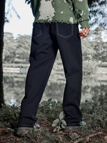 ROMWE MEN WB Horror | ROMWE Hombres Jeans con estampado de figura - Negro - Ver 5