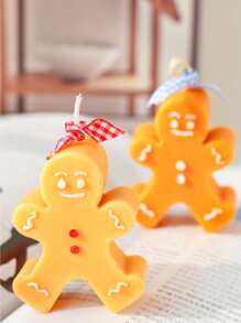 1pc Christmas Gingerbread Man Design DIY Candle Mold - Pink - View 5