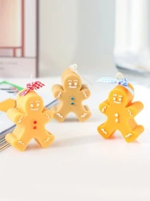 1pc Christmas Gingerbread Man Design DIY Candle Mold - Pink - View 1
