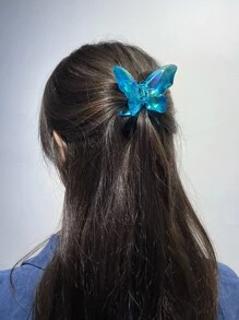 Butterfly Design Hair Claw - Blue - View 1