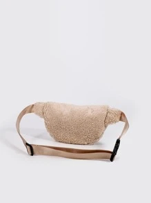 Soft, Fluffy, Fuzzy, Plush Casual, Fashion Minimalist Plush Waist Bag For Girls, Women, College Students, Rookies & White-collar Workers For Autumn & Winter, Warm Winter, Christmas, For Fall, Winter Essential, For Christmas Gift - Apricot - View 4